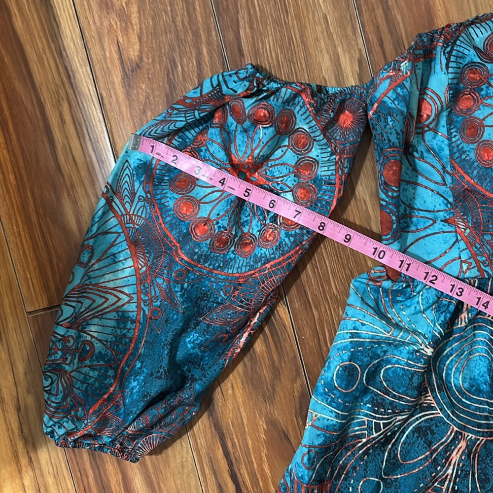 Cupshe teal blue & orange off the shoulder maxi dress, size small, NWT. - Picture 14 of 16
